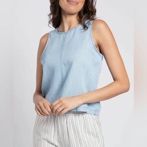 J. Crew Button-Back Chambray Tank Top in Olympo Wash